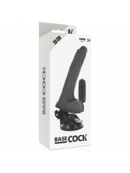 BASECOCK - VIBRATORE REALISTICO TELECOMANDO NERO CON TESTICOLI 20 CM -O- 4 CM