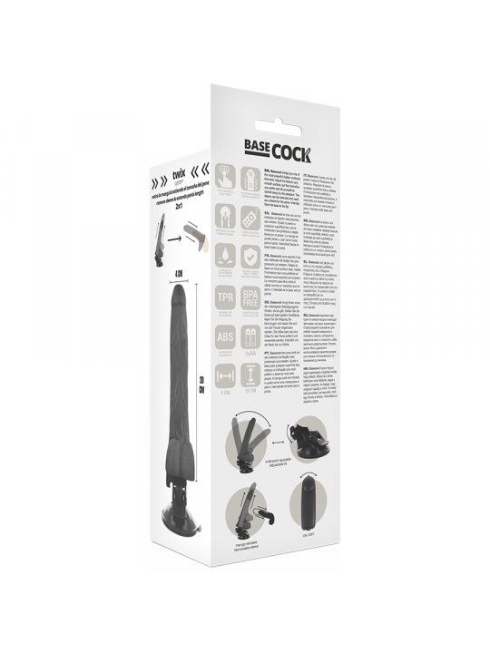 BASECOCK - VIBRATORE REALISTICO TELECOMANDO NERO CON TESTICOLI 20 CM -O- 4 CM