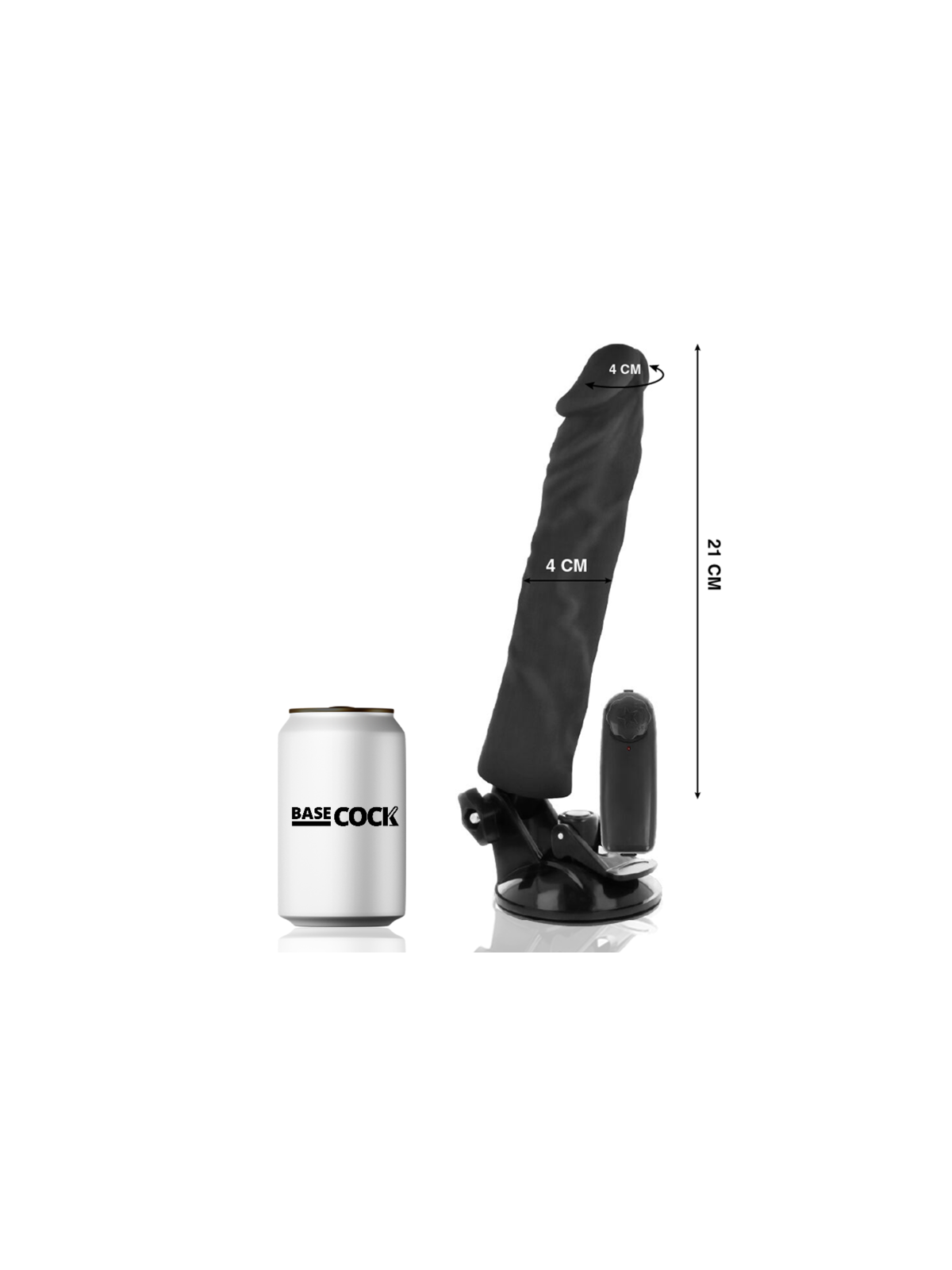 BASECOCK - VIBRATORE REALISTICO TELECOMANDO NERO 21 CM -O- 4 CM