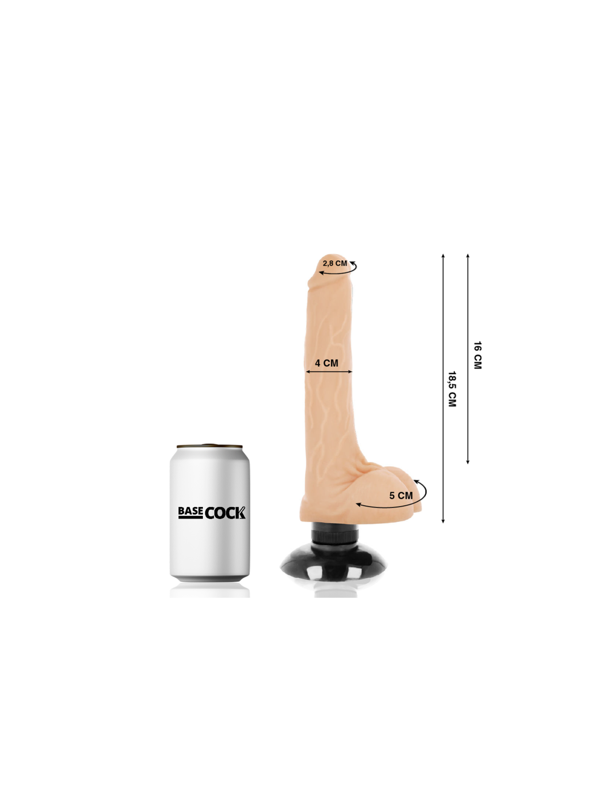 BASECOCK - VIBRATORE REALISTICO 2-1 NATURALE 18.5 CM -O- 4 CM