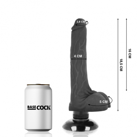 BASECOCK - VIBRATORE REALISTICO BASECOCK 2-1 NERO 18.5 CM -O- 4 CM