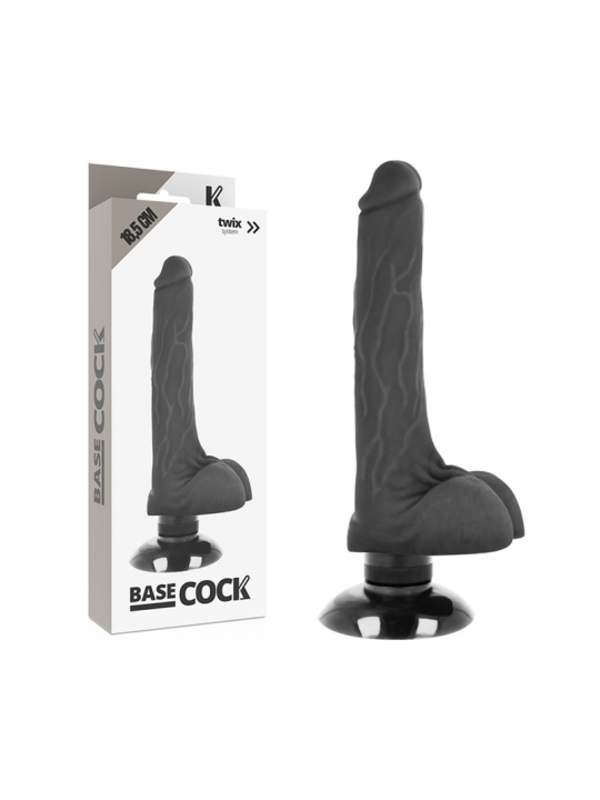 BASECOCK - VIBRATORE REALISTICO BASECOCK 2-1 NERO 18.5 CM -O- 4 CM