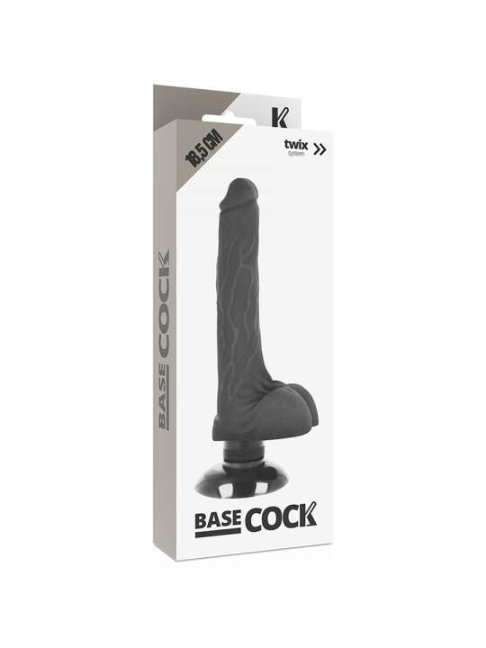 BASECOCK - VIBRATORE REALISTICO BASECOCK 2-1 NERO 18.5 CM -O- 4 CM