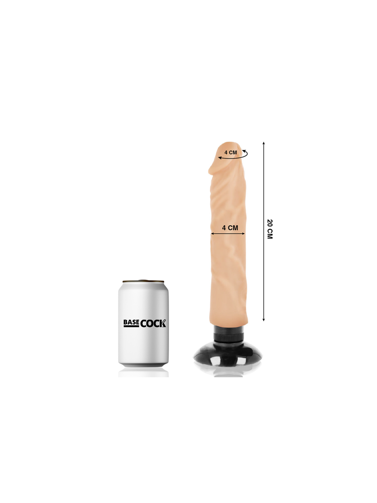 BASECOCK - VIBRATORE REALISTICO 2-1 NATURALE 20 CM -O- 4 CM