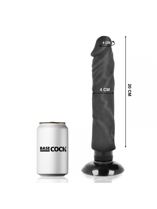 BASECOCK - VIBRATORE REALISTICO 2-1 NERO 20 CM -O- 4 CM