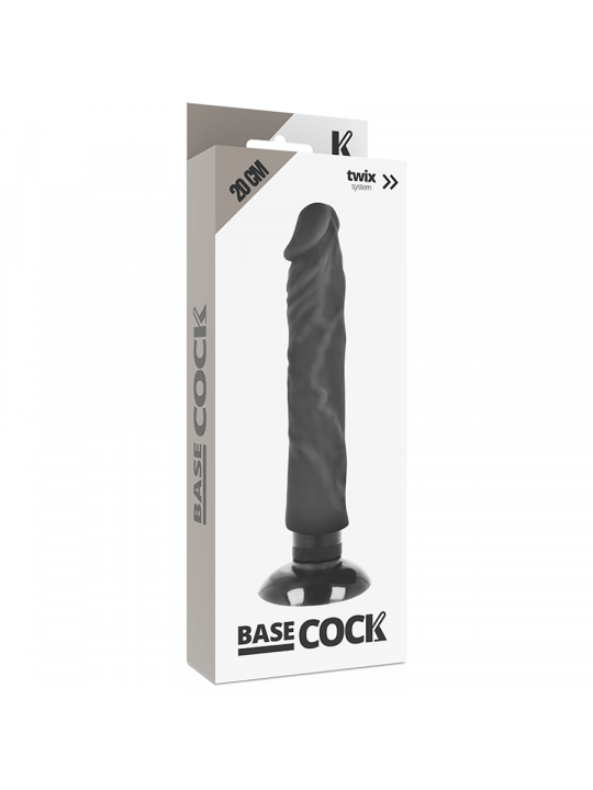 BASECOCK - VIBRATORE REALISTICO 2-1 NERO 20 CM -O- 4 CM