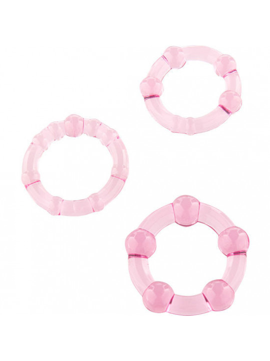 SEVEN CREATIONS - SET DI TRE ANELLI PER PENE ROSA