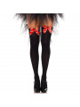 LEG AVENUE - CALZAMAGLIA IN NYLON NERO CON FIOCCO ROSSO TAGLIA UNICA