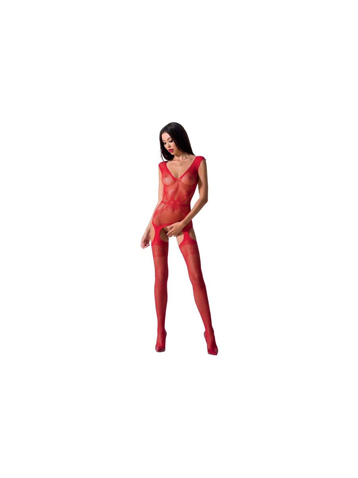 PASSION - WOMAN BS062 BODYSTOCKING ROSSO TAGLIA UNICA