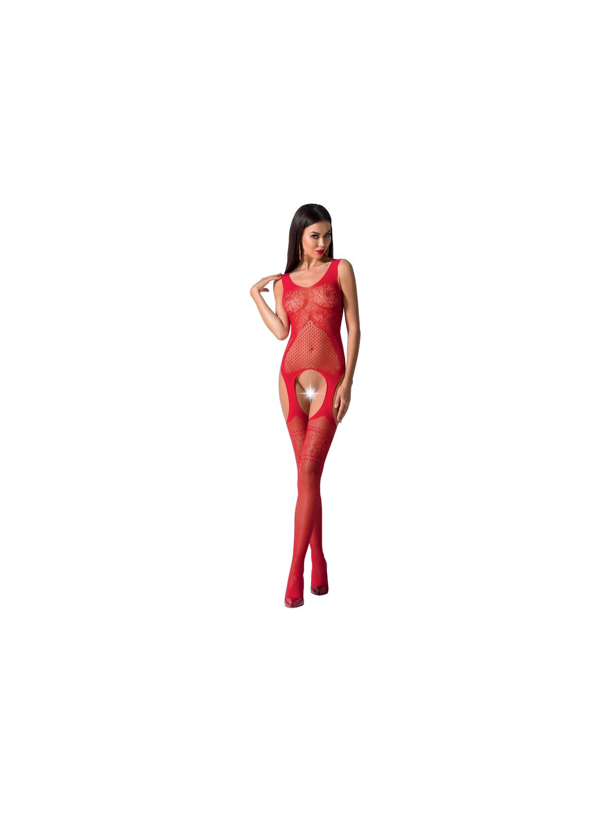 PASSION - WOMAN BS061 BODYSTOCKING ROSSO TAGLIA UNICA