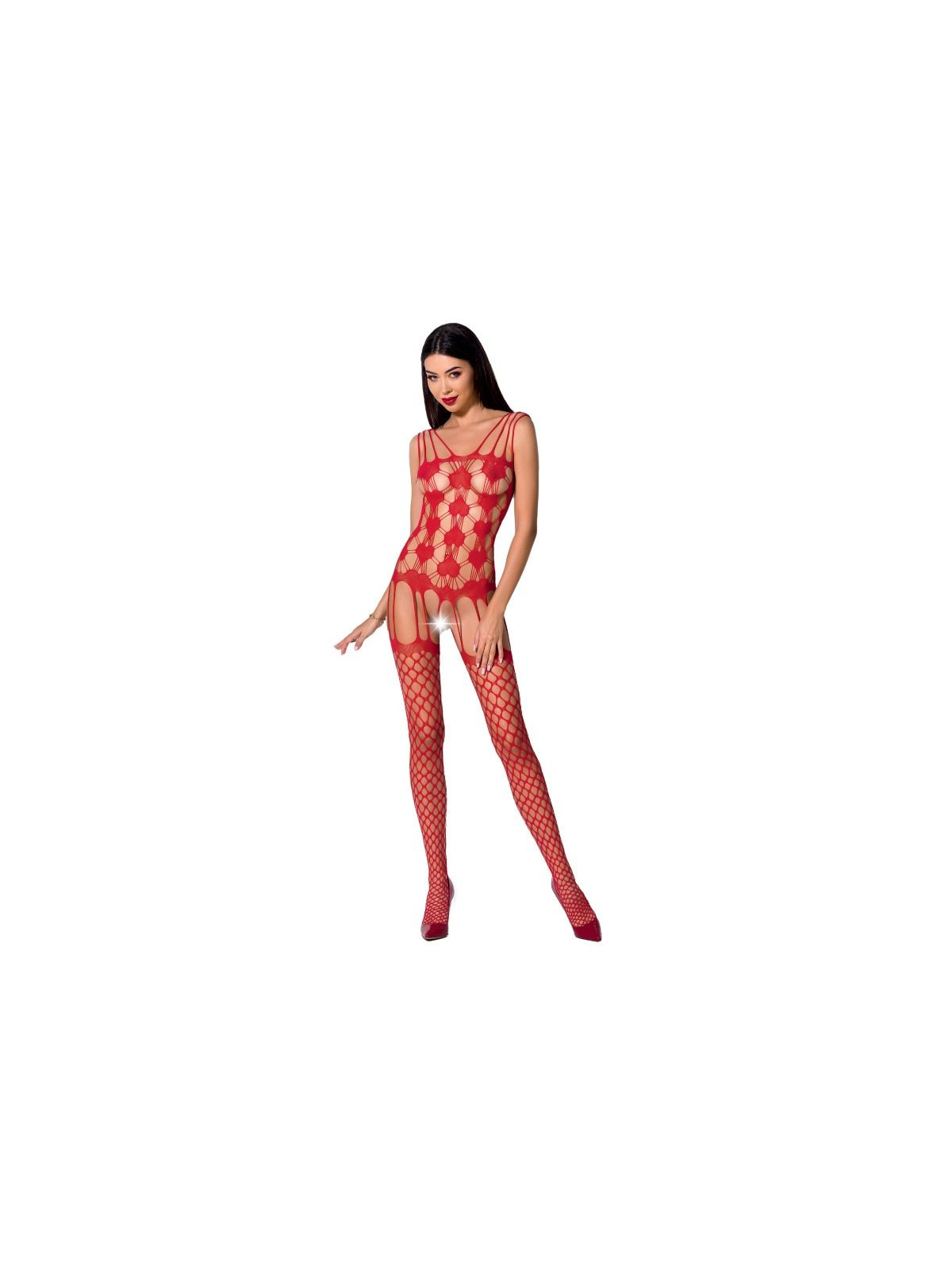 PASSION - WOMAN BS067 BODYSTOCKING ROSSO TAGLIA UNICA