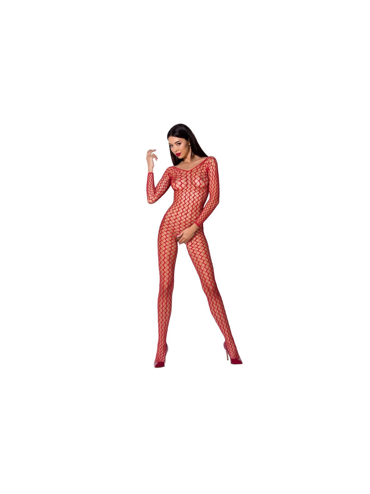 PASSION - WOMAN BS068 BODYSTOCKING ROSSO TAGLIA UNICA