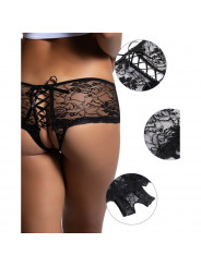 QUEEN LINGERIE - SLIP IN PIZZO FLOREALE CON APERTURA SUL RETRO S/M