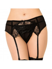 QUEEN LINGERIE - PERIZOMA CON GIARRETTIERA IN PIZZO NERO S/M