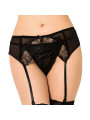 QUEEN LINGERIE - PERIZOMA CON GIARRETTIERA IN PIZZO NERO S/M