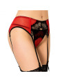 QUEEN LINGERIE - PERIZOMA IN PIZZO ROSSO CON GIARRETTIERA IN PIZZO L/XL