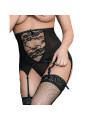 QUEEN LINGERIE - PERIZOMA CON GIARRETTIERA IN RETE E DISEGNO FLOREALE S/M