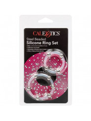 CALEXOTICS - SET DI ANELLI IN SILICONE CON PERLINE IN ACCIAIO