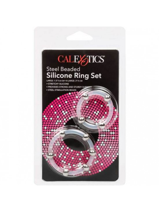 CALEXOTICS - SET DI ANELLI IN SILICONE CON PERLINE IN ACCIAIO