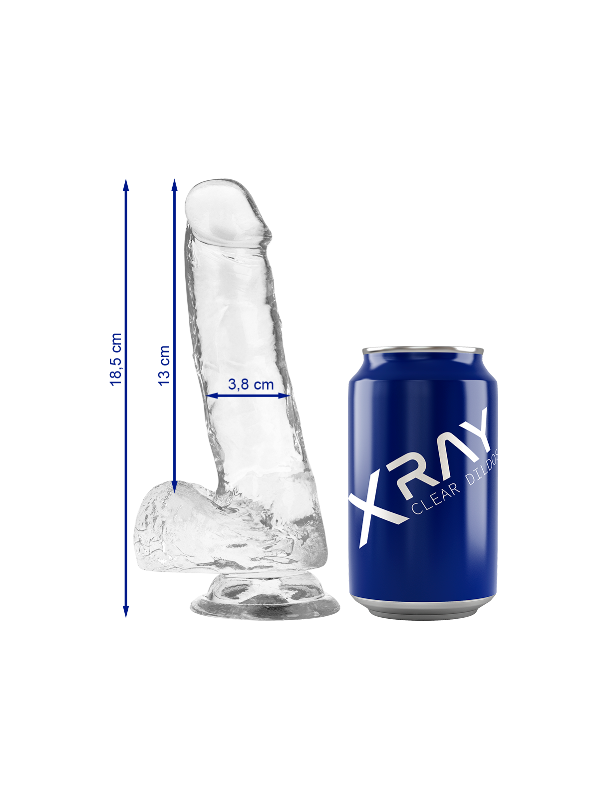 X RAY - CAZZO TRASPARENTE CON SFERE 18.5 CM -O- 3.8 CM