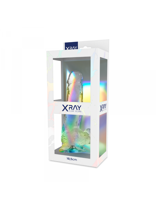 X RAY - CAZZO TRASPARENTE CON SFERE 18.5 CM -O- 3.8 CM