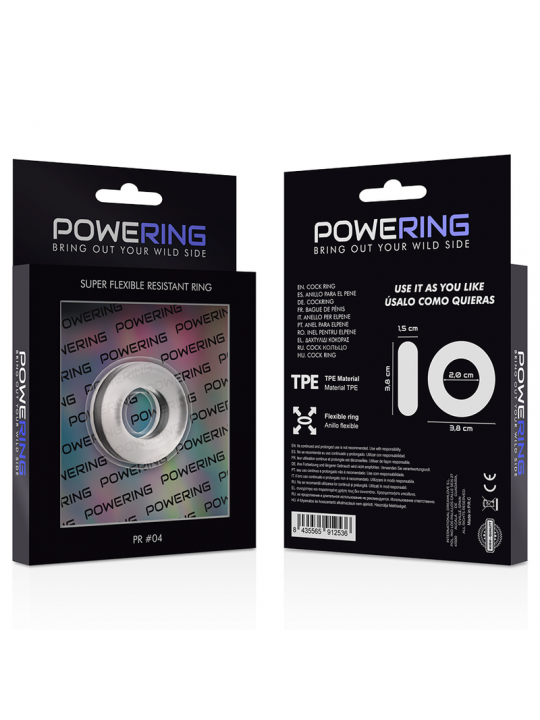 POWERING - ANELLO PER PENE SUPER FLESSIBILE E RESISTENTE 3,8 CM PR04 TRASPARENTE