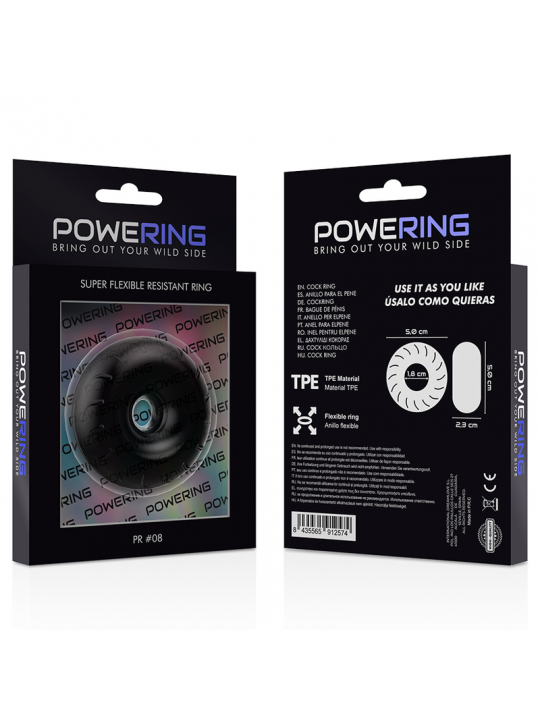 POWERING - ANELLO PER PENE SUPER FLESSIBILE E RESISTENTE 5CM PR08 NERO