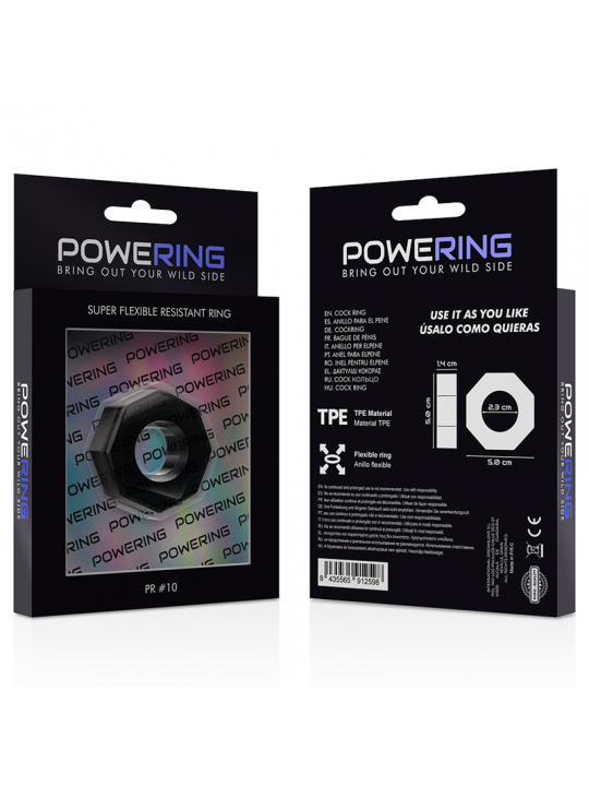 POWERING - ANELLO PER PENE SUPER FLESSIBILE E RESISTENTE 5CM PR10 NERO