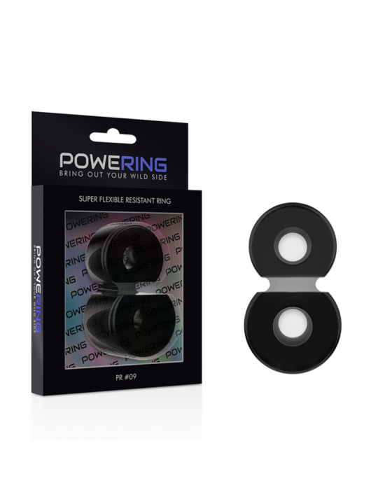 POWERING - ANELLO PER DOPPIO PENE SUPER FLESSIBILE E RESISTENTE PR09 NERO