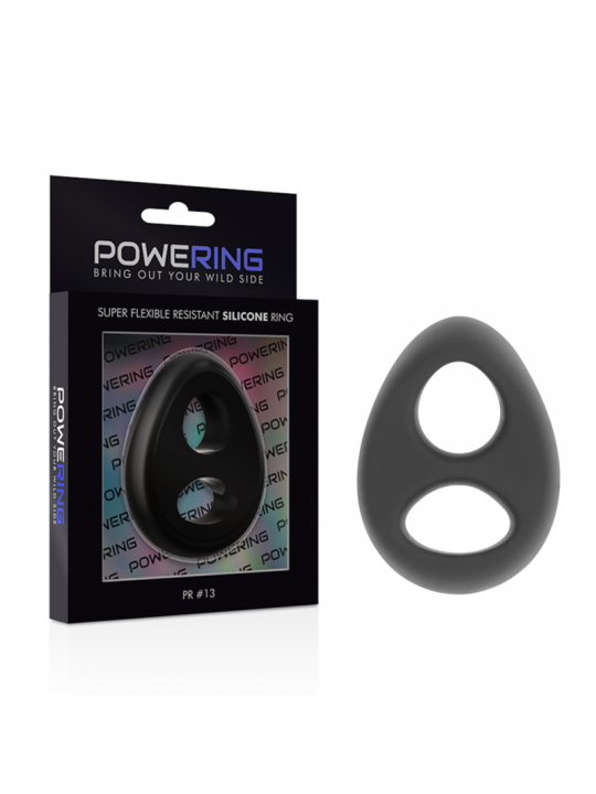 POWERING - ANELLO PER PENE E TESTICOLI SUPER FLESSIBILE E RESISTENTE PR13 NERO