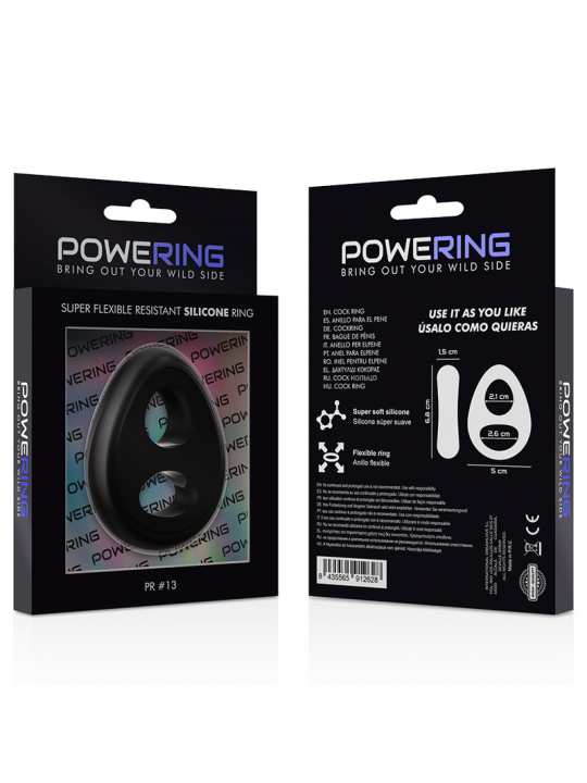 POWERING - ANELLO PER PENE E TESTICOLI SUPER FLESSIBILE E RESISTENTE PR13 NERO