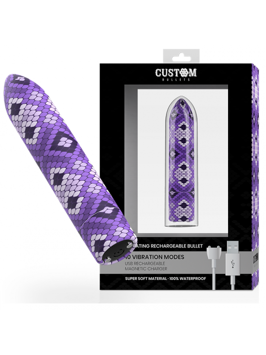 CUSTOM BULLETS - RECHARGEABLE SNAKE PURPLE MAGNETIC BULLET 10V