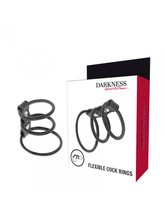 DARKNESS - SET DI 3 ANELLI PER PENE FLESSIBILI