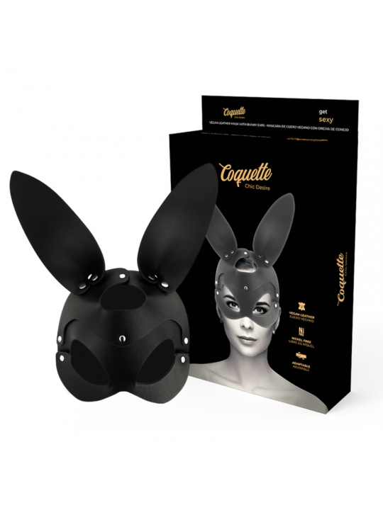 COQUETTE CHIC DESIRE - MASCHERA VEGANA IN PELLE CON ORECCHIE DI CONIGLIO