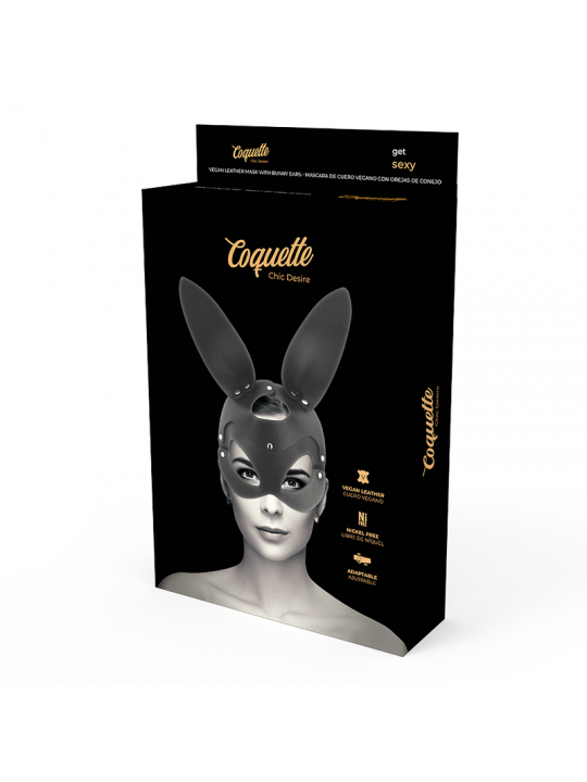 COQUETTE CHIC DESIRE - MASCHERA VEGANA IN PELLE CON ORECCHIE DI CONIGLIO