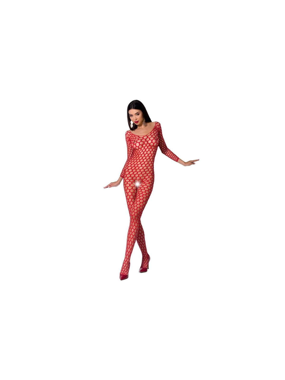 PASSION - WOMAN BS077 BODYSTOCKING TAGLIA UNICA ROSSO