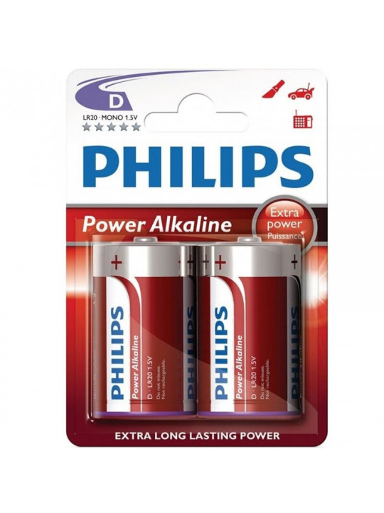 PHILIPS - POWER ALKALINE PILA D LR20 BLISTER * 2