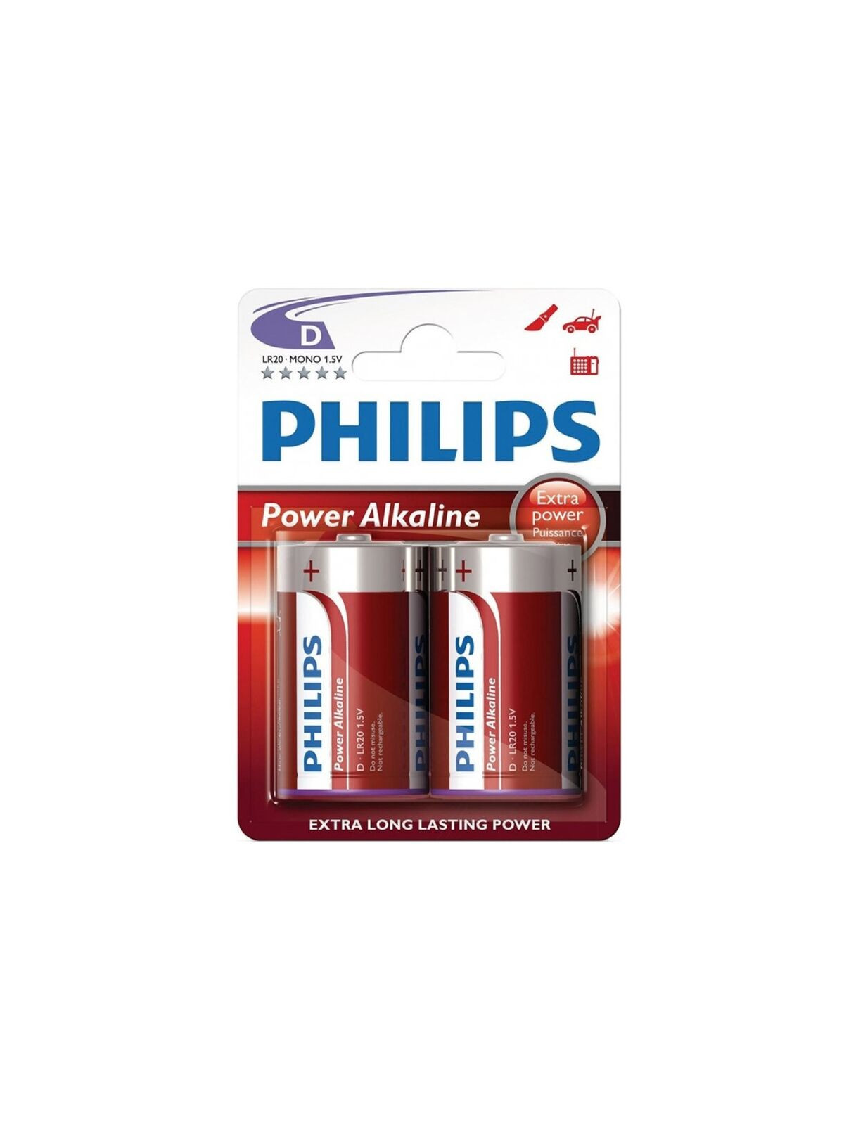 PHILIPS - POWER ALKALINE PILA D LR20 BLISTER * 2