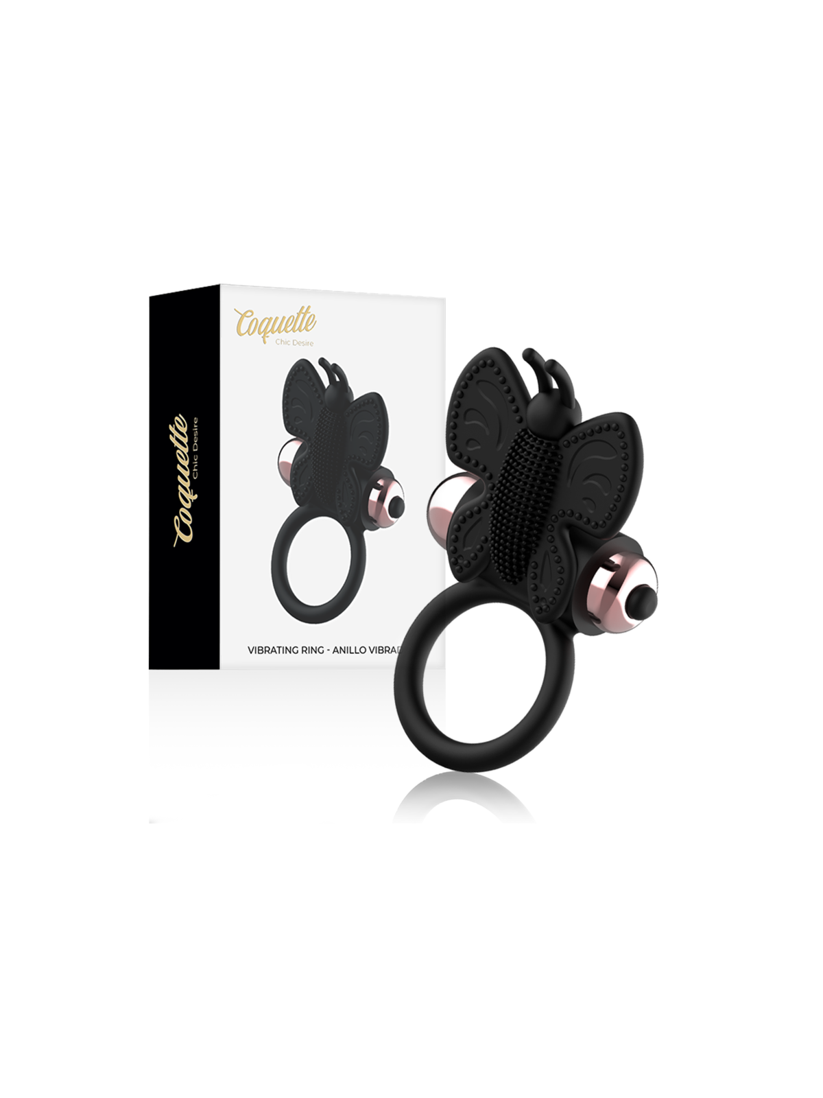 COQUETTE CHIC DESIRE - ANELLO CAZZO FARFALLA CON VIBRATORE NERO/ORO