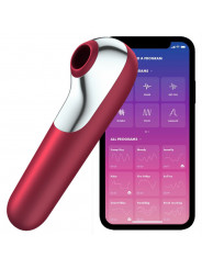 SATISFYER - VIBRATORE E VENTOSA DUAL LOVE CON ARIA PULSATA ROSSO