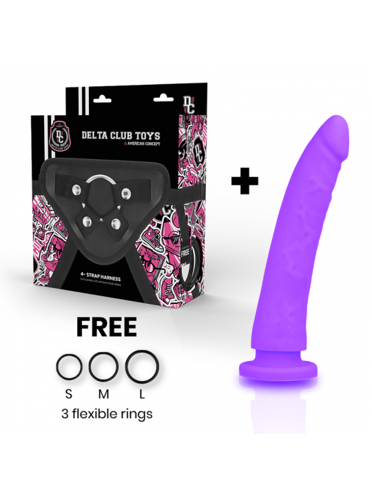 DELTA CLUB - TOYS IMBRACATURA + DONG SILICONE VIOLA 17 CM -O- 3 CM