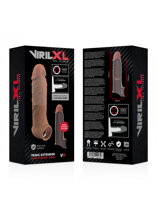 VIRILXL - ESTENSIONE DEL PENE IN SILICONE LIQUIDO V9 MARRONE