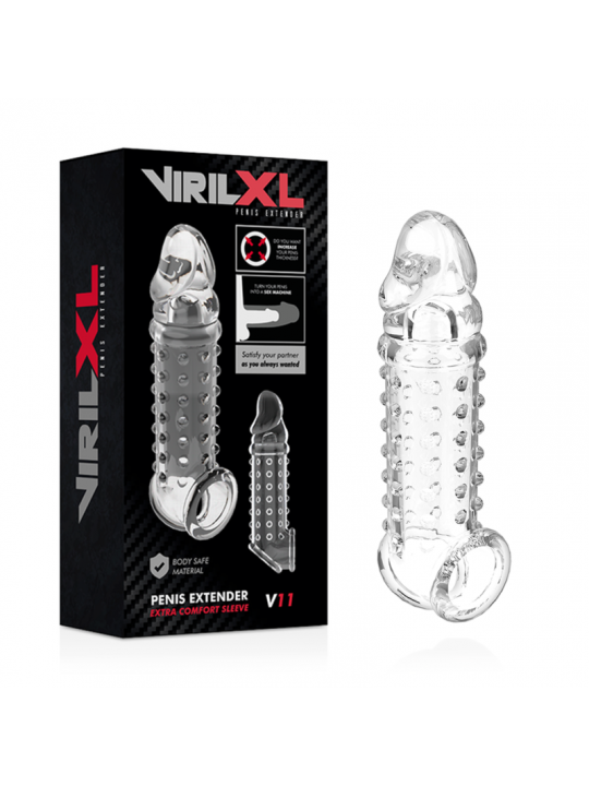 VIRILXL - ESTENSIONE E GUAINA PER PENE V11 TRASPARENTE