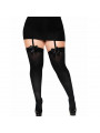 LEG AVENUE - CALZINI IN NYLON NERO CON FIOCCO NERO TAGLIA PLUS