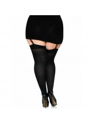 LEG AVENUE - CALZINI IN NYLON NERO CON FIOCCO NERO TAGLIA PLUS