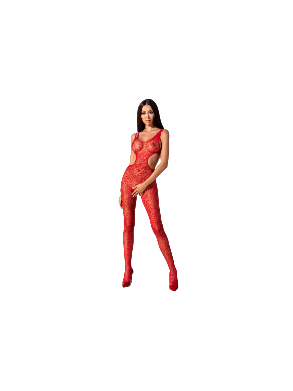 PASSION - WOMAN BS085 BODYSTOCKING ROSSO TAGLIA UNICA