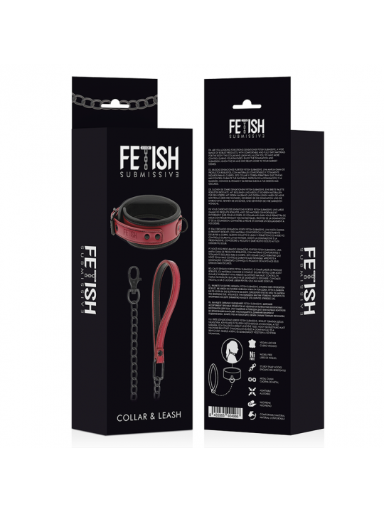 FETISH SUBMISSIVE DARK ROOM - COLLANA A CATENA CON FODERA IN NEOPRENE