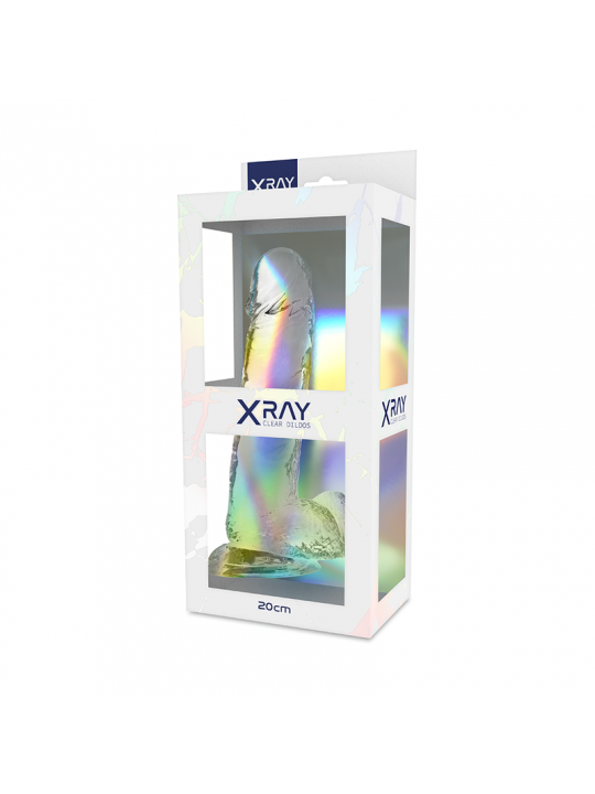 X RAY - IMBRACATURA + CAZZO TRASPARENTE CON SFERE 20 CM -O- 4.5 CM