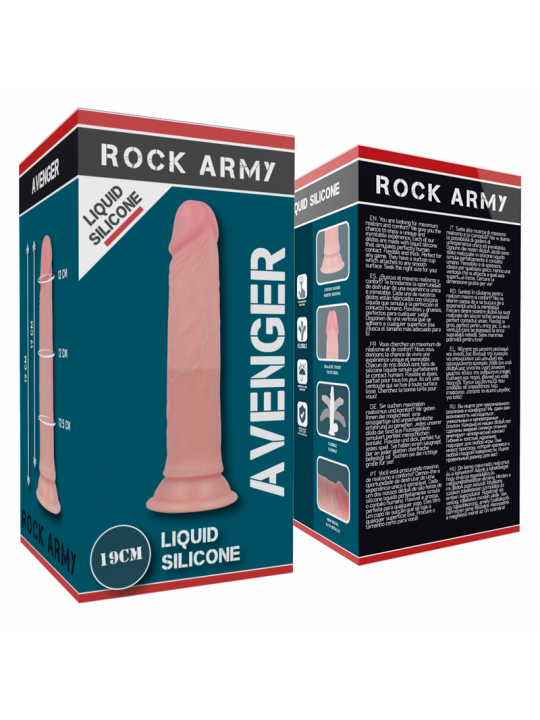 ROCKARMY - IMBRACATURA + DILDO IN SILICONE LIQUIDO PREMIUM AVENGER 19 CM -O- 3.98 CM