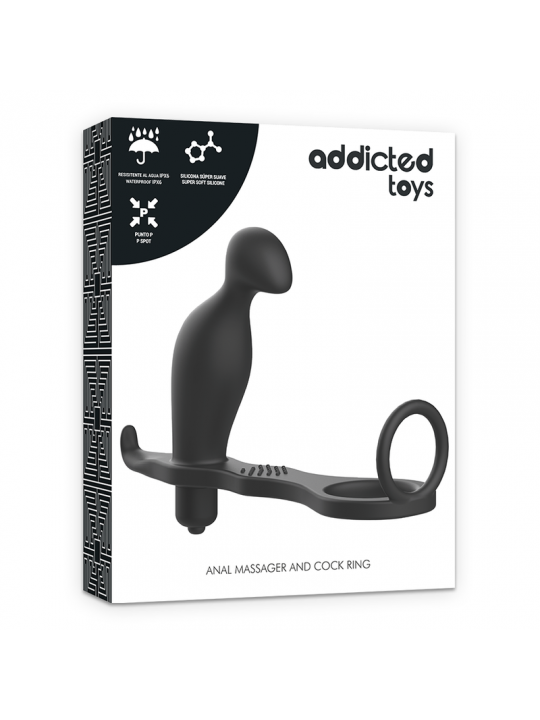 ADDICTED TOYS - PLUG ANALE CON ANELLO IN SILICONE NERO 12 CM